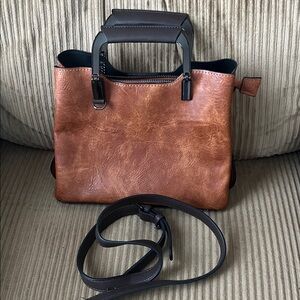 Elegant Brown Vegan Leather Tote Bag by Rofozzi